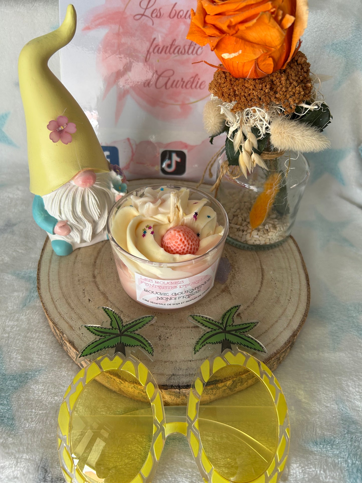 Bougie gourmande Monoï Fraise