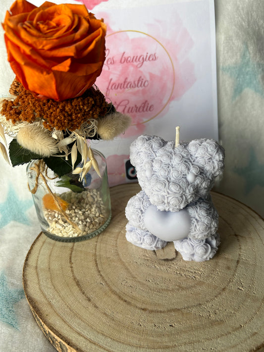 Bougie Ours Fleuri Lavande